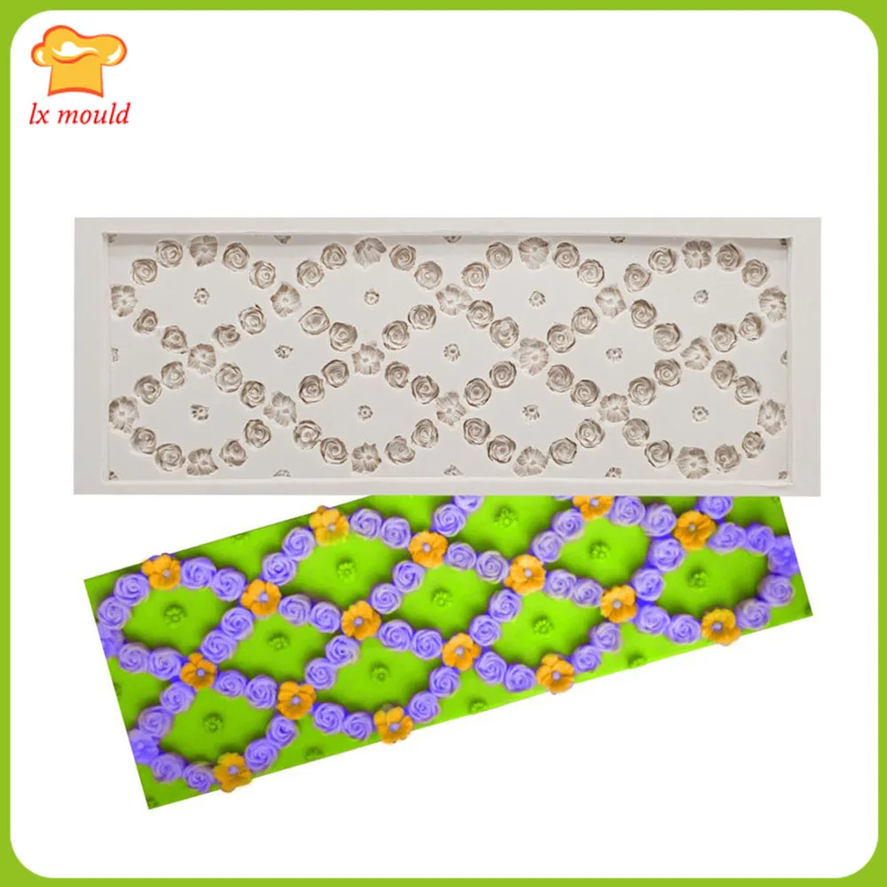 

LXYY MOULD New Flower Silicone Mold Mat Chocolate Candle Piece Food Grade Silicone Mold Fondant Decoration Edge