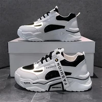 fashion 2021 spring reflective platform sneakers women shoes korean lace up chunky sneakers mixed color womens vulcanize shoes