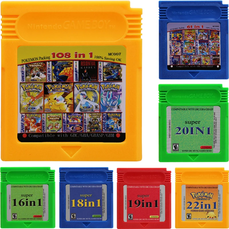 

Video Game Cartridge 16 Bit Game Console Card for Nintendo GBC GBA Multiple Games in One Series 61 in 1 108 in 1