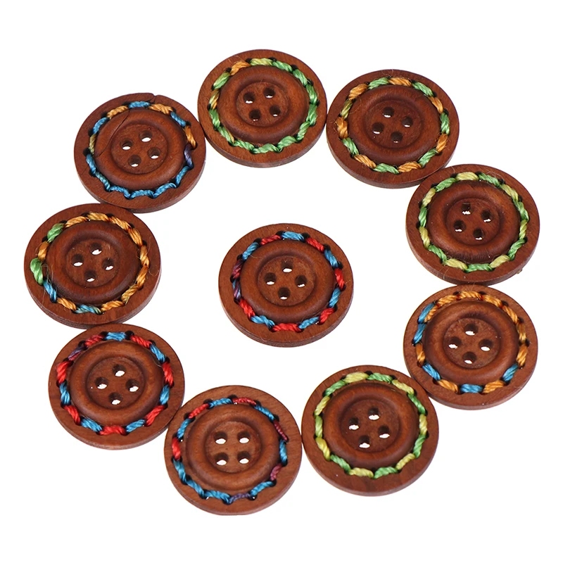 

10pcs Wooden Buttons Natural Sewing Buttons Craft Clothes Decor Clothing Crafts