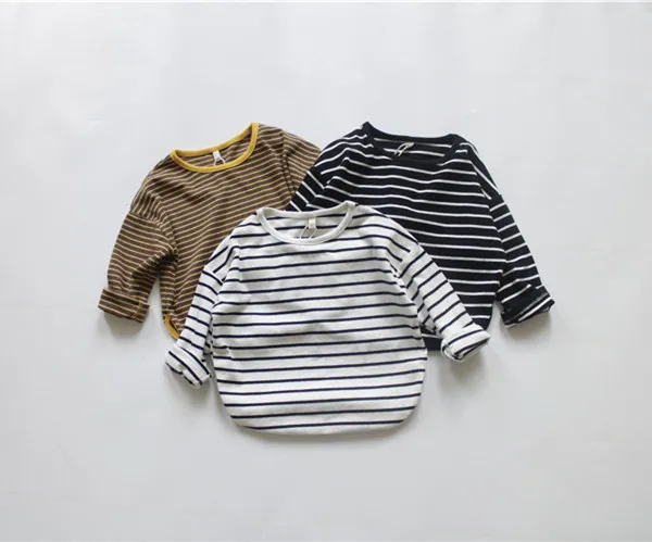 

1-6T Cute Baby Girls Sweatshirt Kids Boys T Shirt Spring Girl Clothes Infant Striped Hoodies Children's Clothing Pullovers