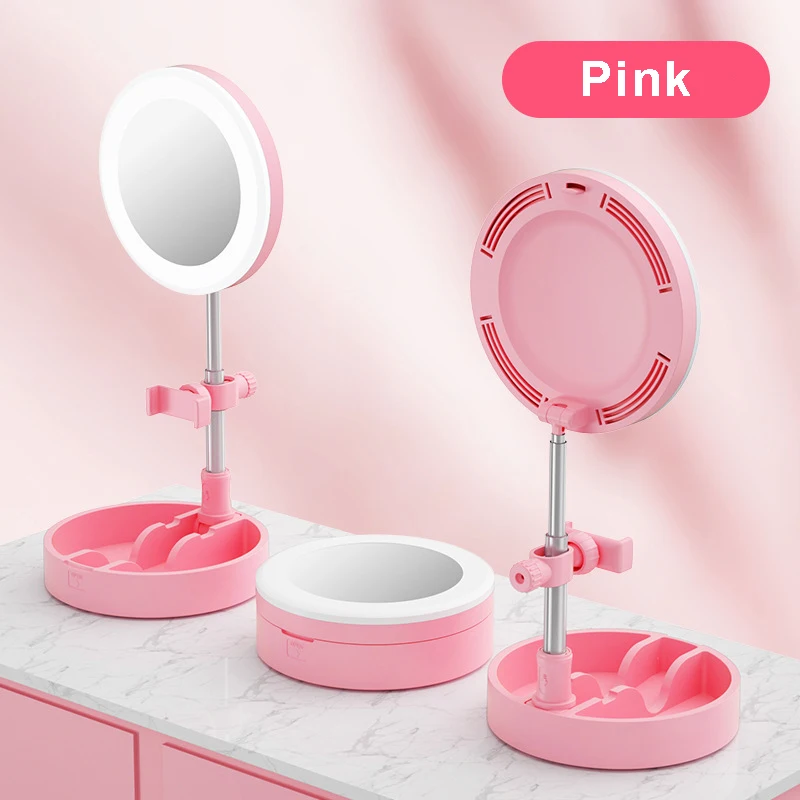 

Makeup Mirror LED Ring Fill Light Stand Phone Holder Live Streaming Lamp Kit Adjustable Photography RingLight Vanity Mirrors
