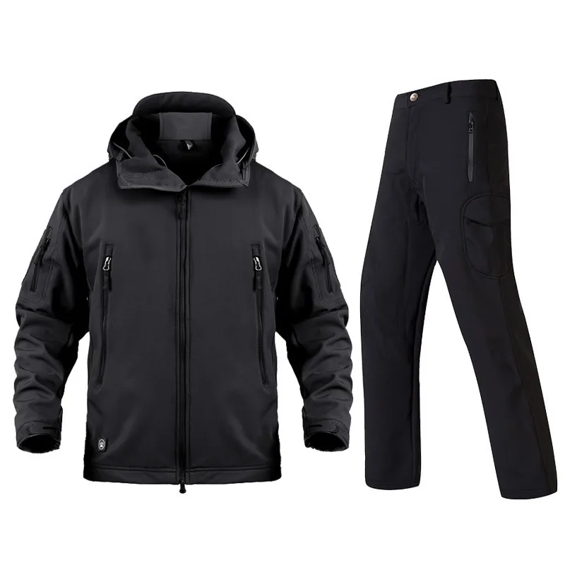 Бархатная ветрозащитная теплая камуфляжная куртка и брюки осенне зимние уличные