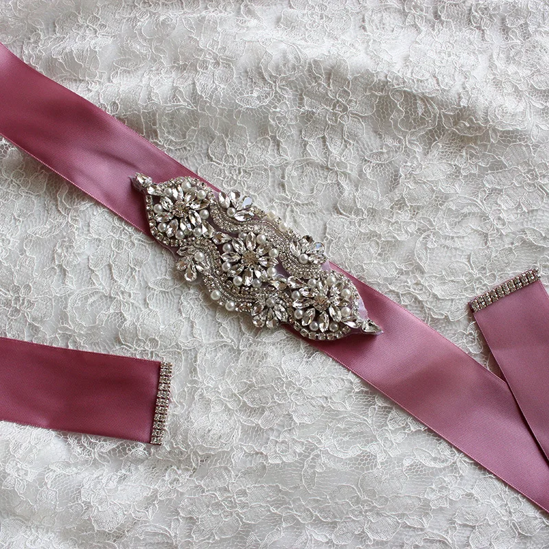 JaneVini элегантный черный атласный свадебный пояс со стразами пояса ручной работы