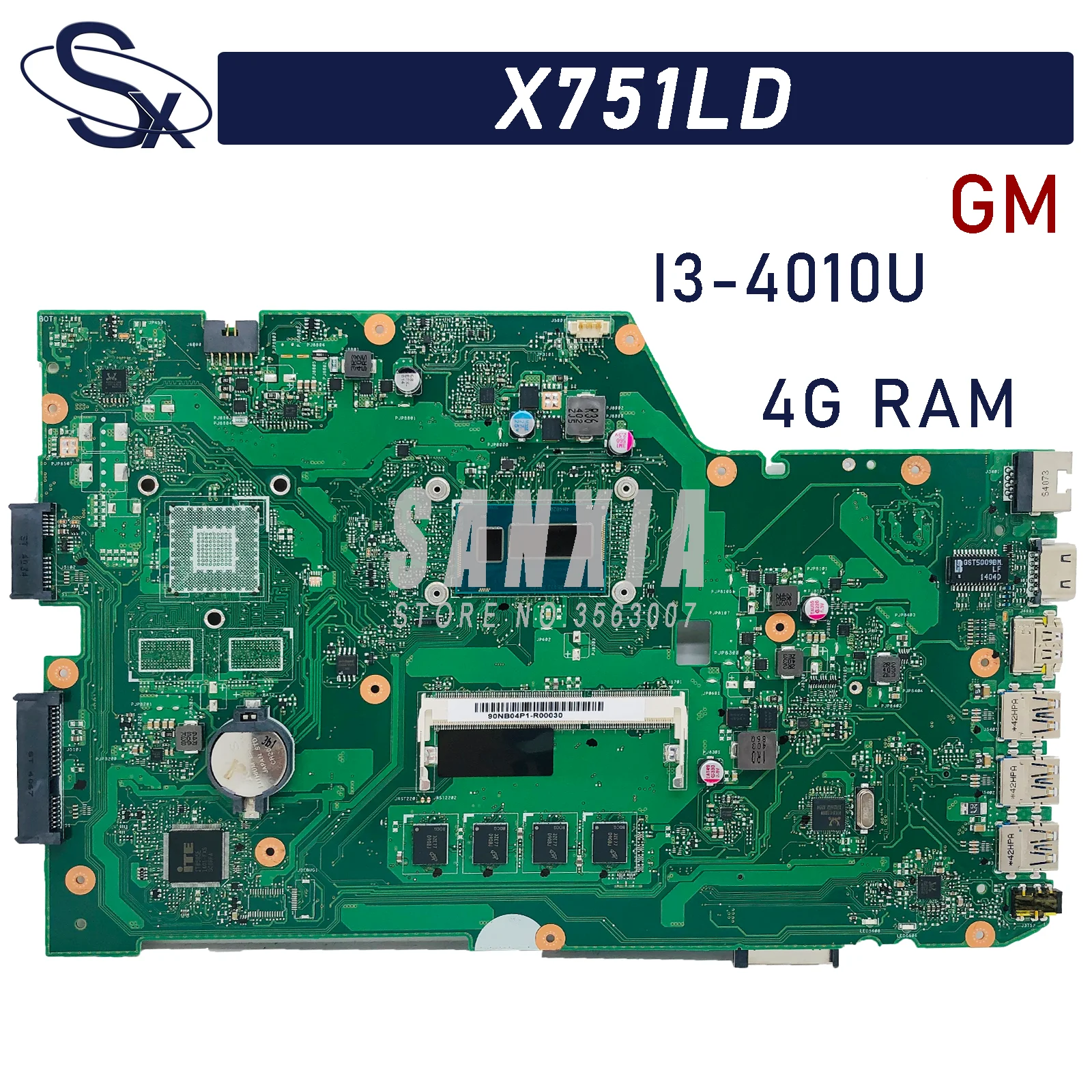 

Материнская плата KEFU X751LD для ноутбука подходит для ASUS X751LA X751LAB X751LD оригинальная материнская плата 4GB-RAM I3-4010U LVDS/EDP