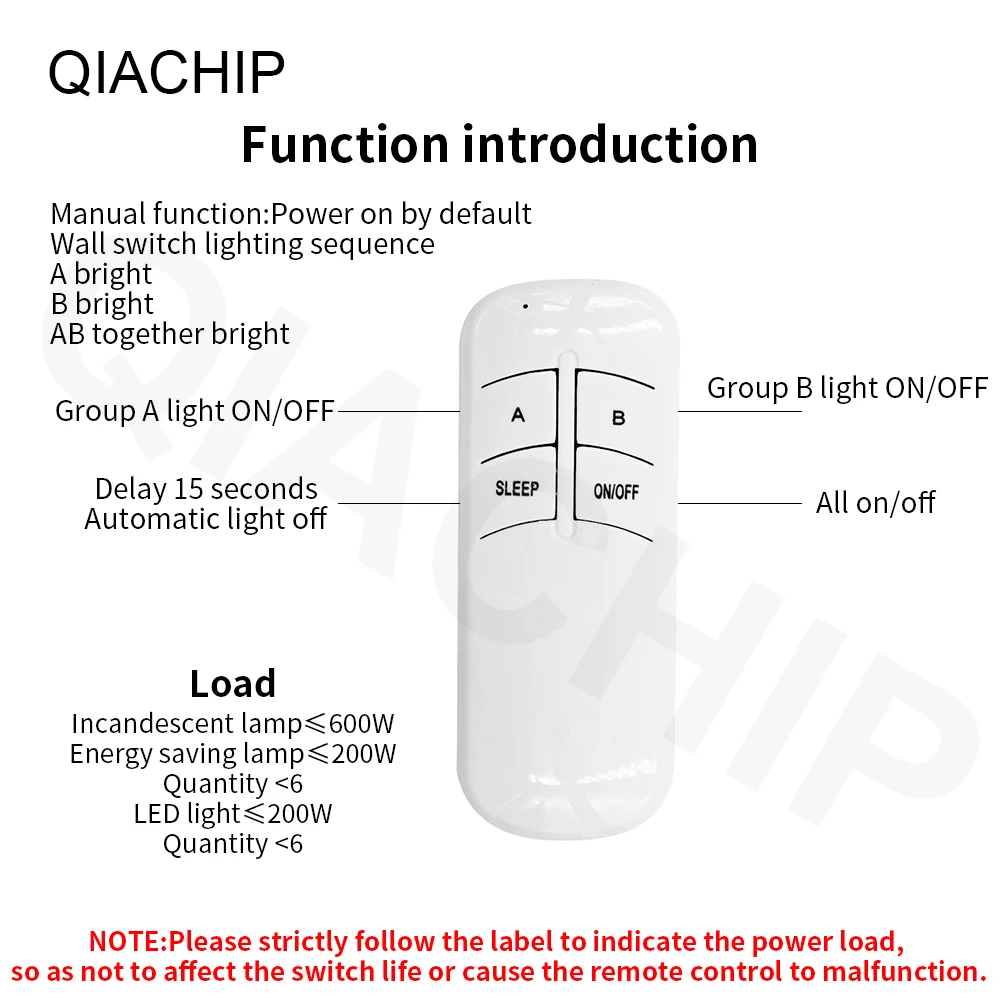 QIACHIP 2 пути AC 220V Цифровой RF беспроводной пульт дистанционного управления