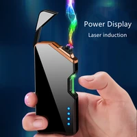 dropship suppliers flameless windproof laser induced double arc cigarette lighter usb electronic plasma encendedores creativos