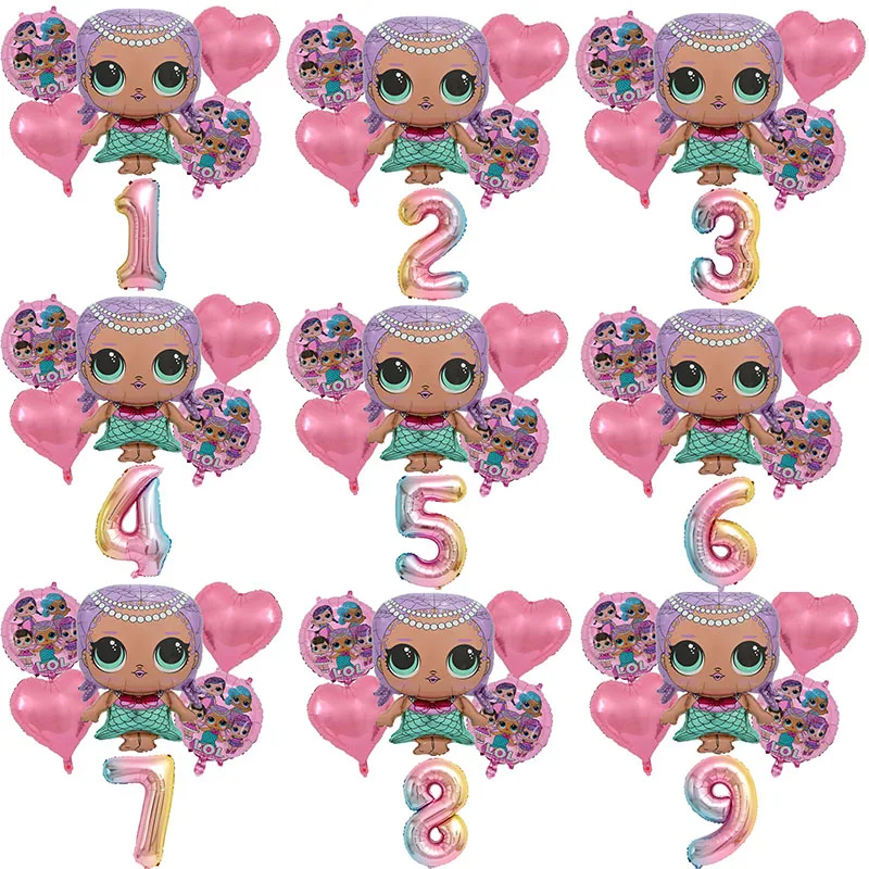 

6 шт. из серии «LOL Surprise» номер Алюминий пленка воздушными шарами; Детские комплекты для девочек и мальчиков День рождения украшения круглый п...