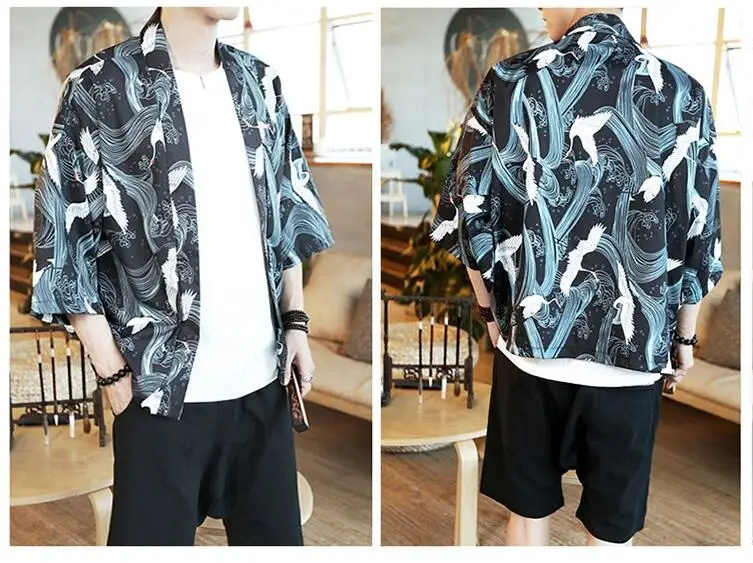 Японское кимоно кардиган для мужчин haori yukata мужской самурайский костюм одежда