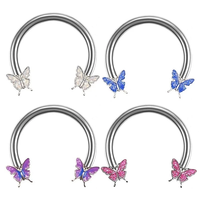 

16G Butterfly Horseshoe Nose Rings Earrings Septum Ring Tragus Piercing Daith Helix Hoop Ear Earring Nostril Piercing Jewelry