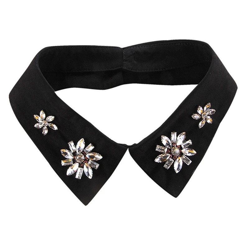 

Women Elegant Bead Floral Lapel False Collar Handmade Beaded Jewelry Detachable Necklace Choker Clothes Accessories