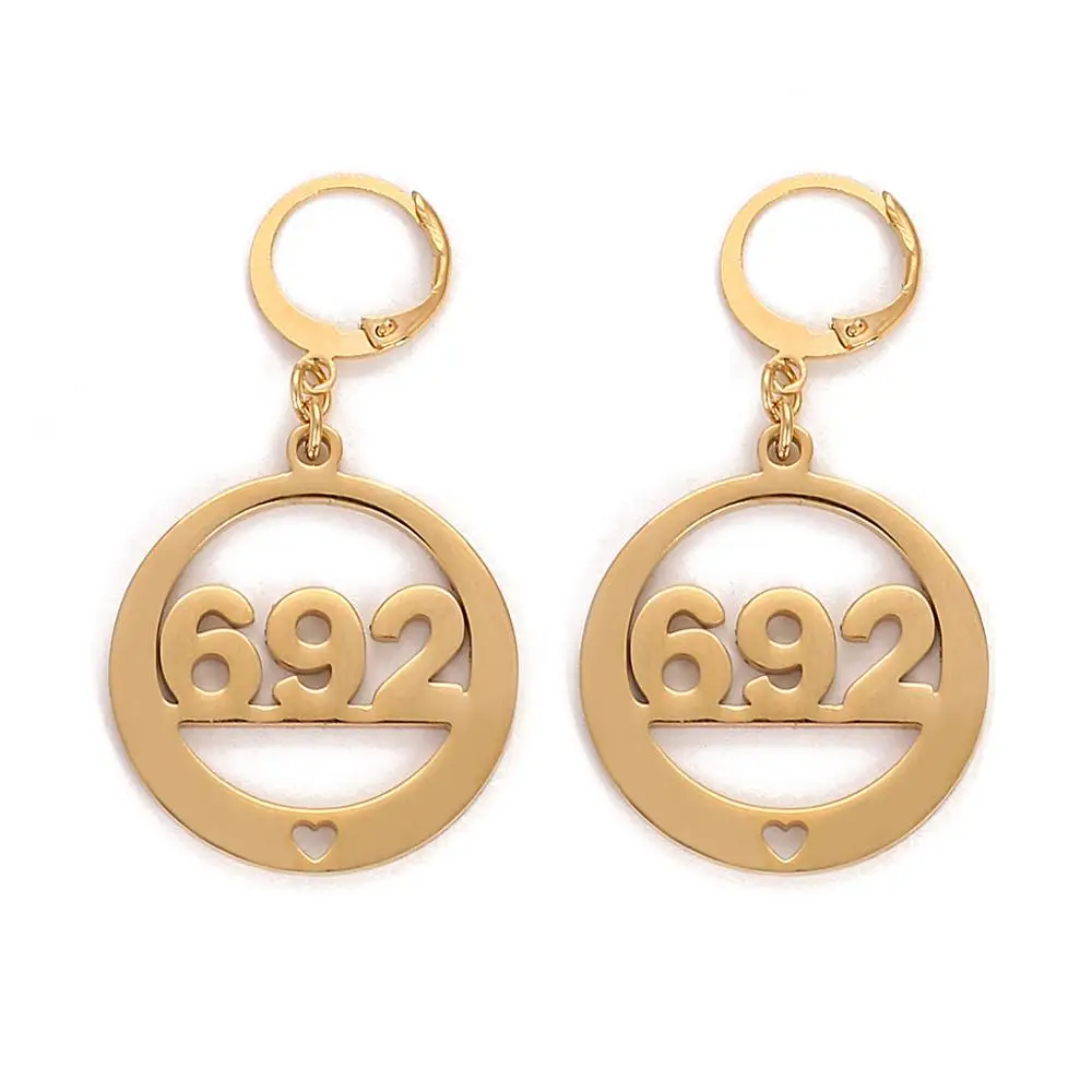 Золотой цвет номер 692 ювелирные изделия с сердцем круглые серьги для