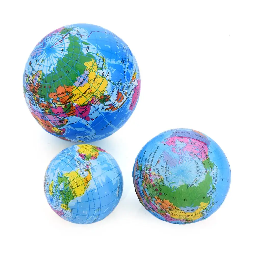 

6-10CM PU Slime Squish Sponge Ball Funny Foam Bouncy Ball Tellurion For Adult Decompression Toys Worldmap Sponge Ball