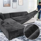Чехол для дивана из плюшевой ткани, бархатный, L-образный, нескользящий, чехол для углового дивана в гостиной, чехол с наволочкой