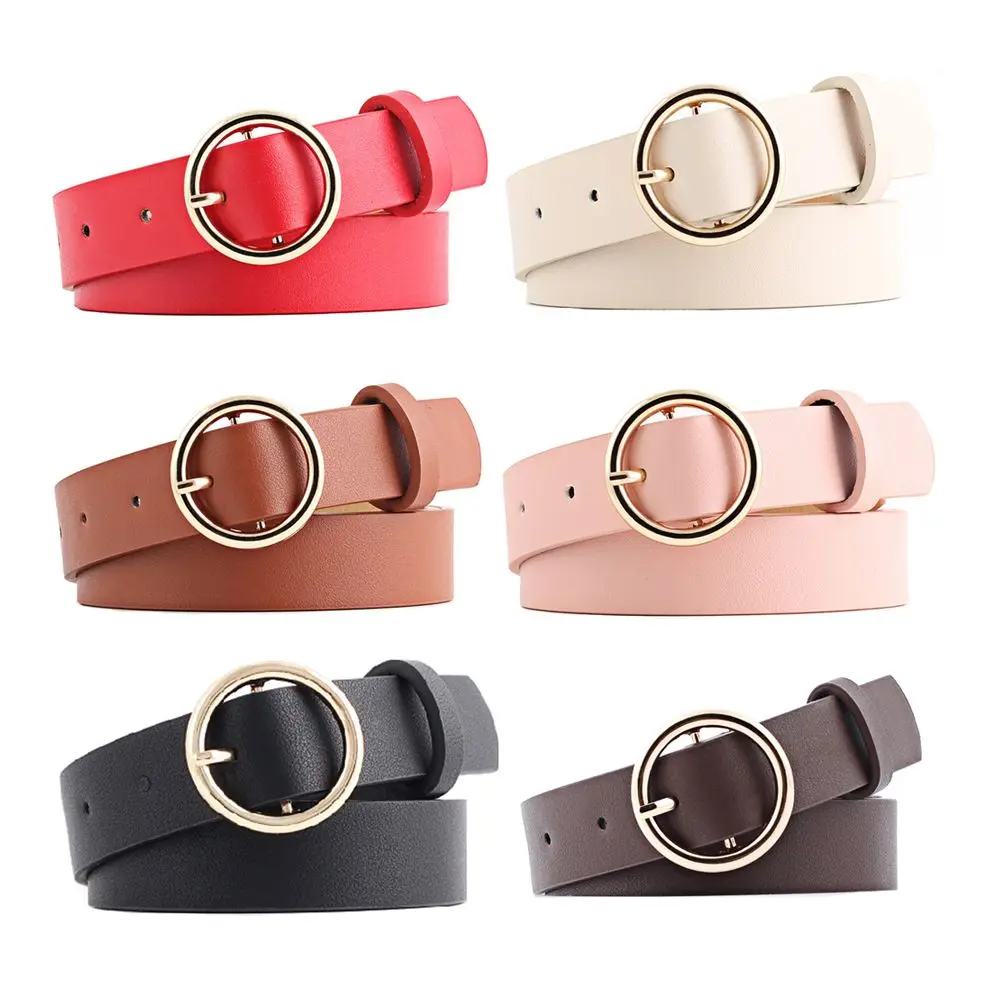 Винтажный женский пояс с кругами модный Джинсовый кожаный золотой талией для