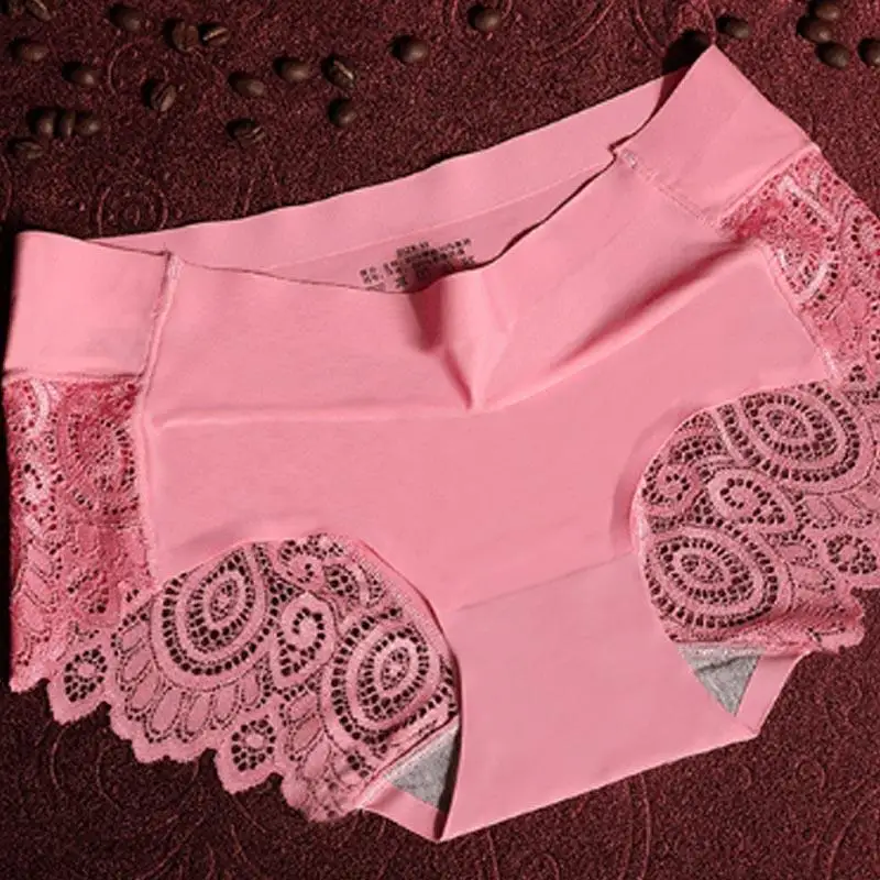 

3PCS/Pack 10 Colors Adjustable Elastic Soft Comfortable Lace Women Ice Silk Panties Seamless Briefs
