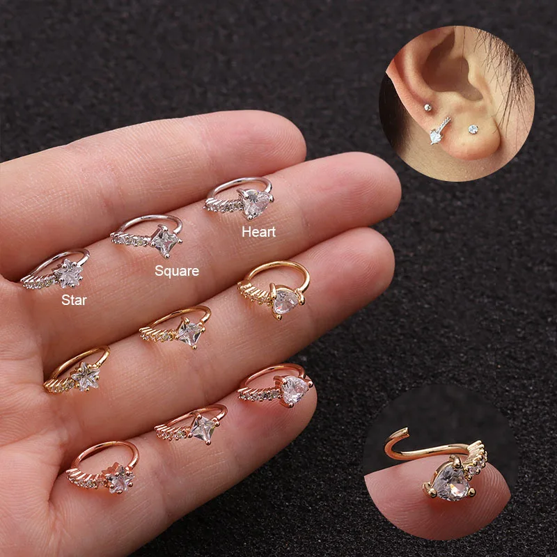 

Fashion Nose Piercing Body Jewelry For Women Gilrs CZ Nose Hoop Nostril Nose Ring Tiny Flower Helix Cartilage Tragus Ring