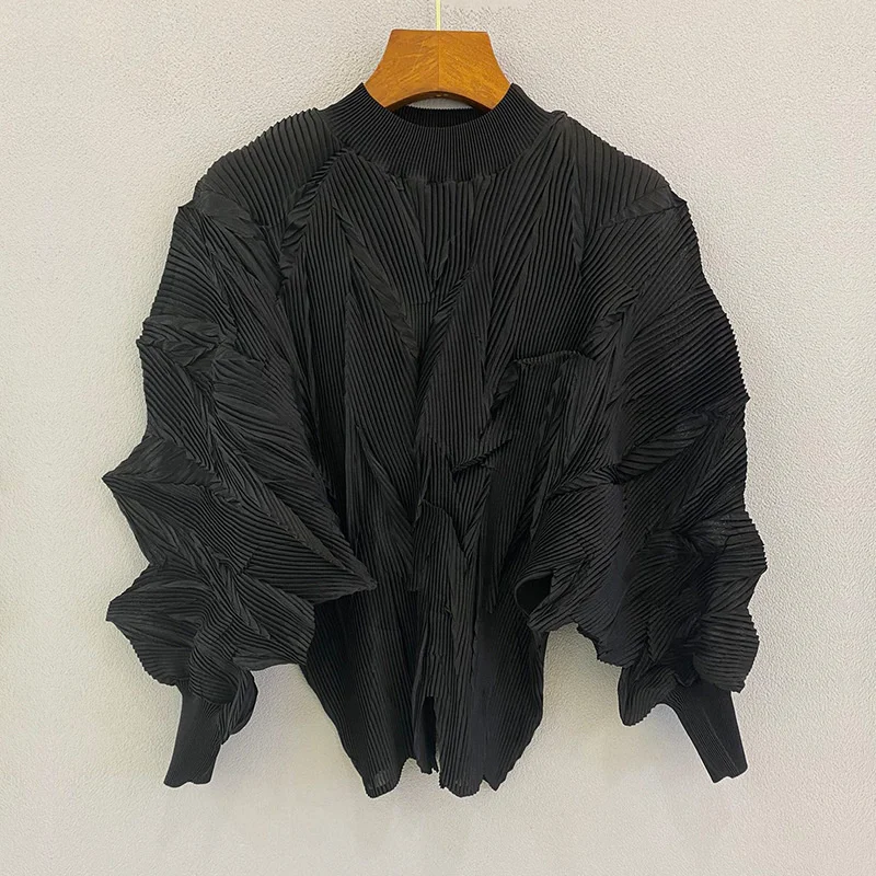 Женская плиссированная футболка DEAT Повседневная Свободная розового цвета со