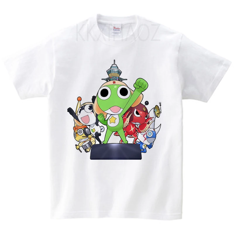 

Аниме Sgt. Футболка с лягушкой; Детская футболка; Белая футболка из полиэстера с принтом «Keroro Gunso»; Летний топ с анимацией; Одежда для активных ...