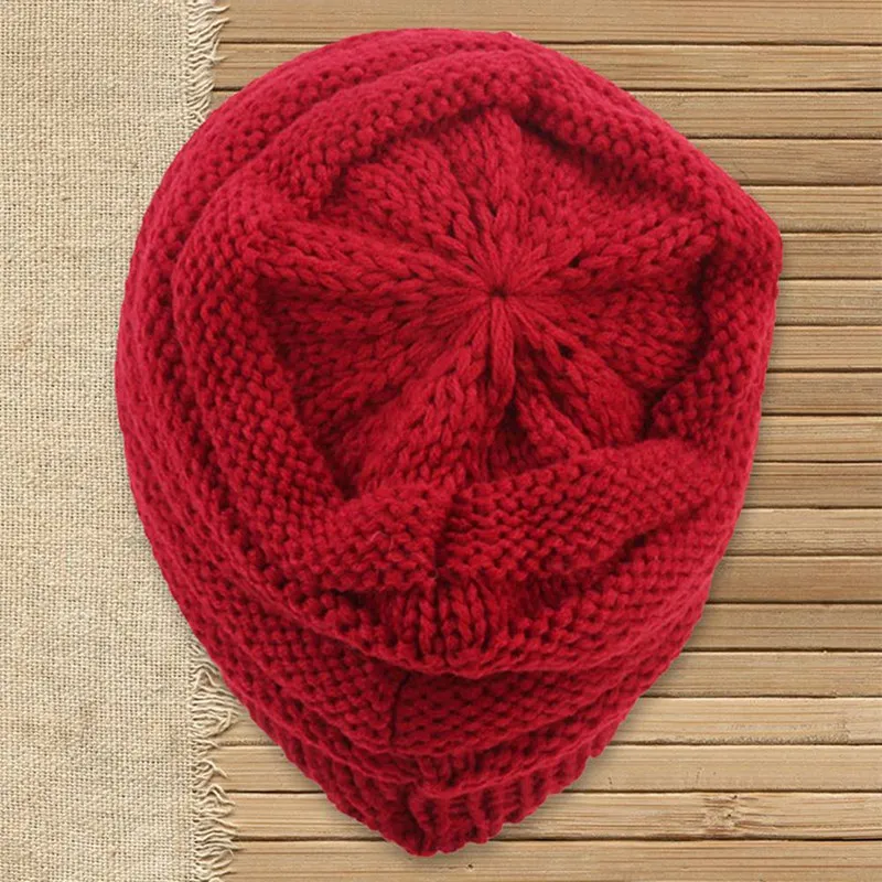 

Autumn Winter Knitted Hats Women Keep Warm Hat Beanie Caps Girls Soft Wool Caps Solid Color Skiing Skating Visors Cap Fashion