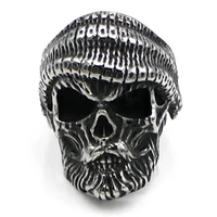 vintage men ring stainless steel wearing hat skull pirate styling ring rock punk rings for men party gift