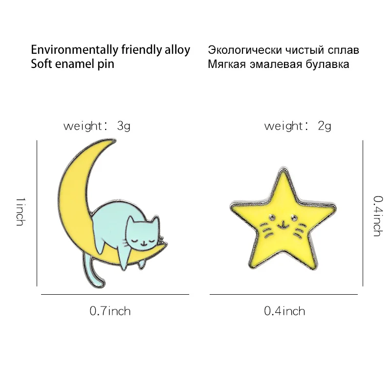 Булавки мультфильм Милая Сонная котенок на Луну Сплав Брошь креативная