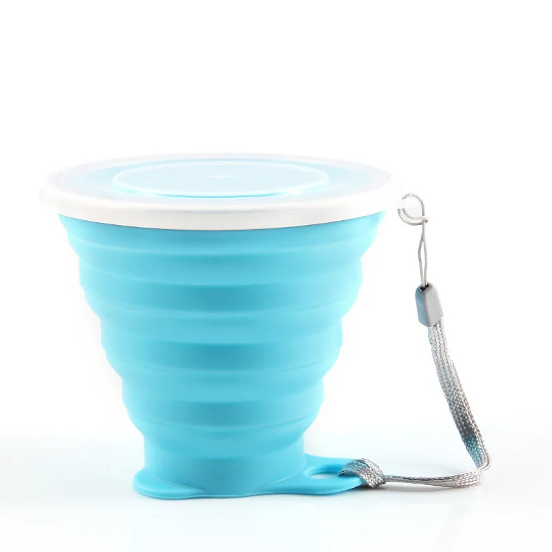 Портативные складные чашки 270 мл пищевые для воды силиконовые цветные выдвижные