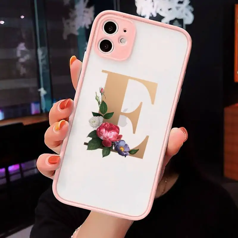 

166 letters rose Phone Case For iPhone 12 11 Mini Pro XR XS Max 7 8 Plus X Matte transparent Pink Back Cover
