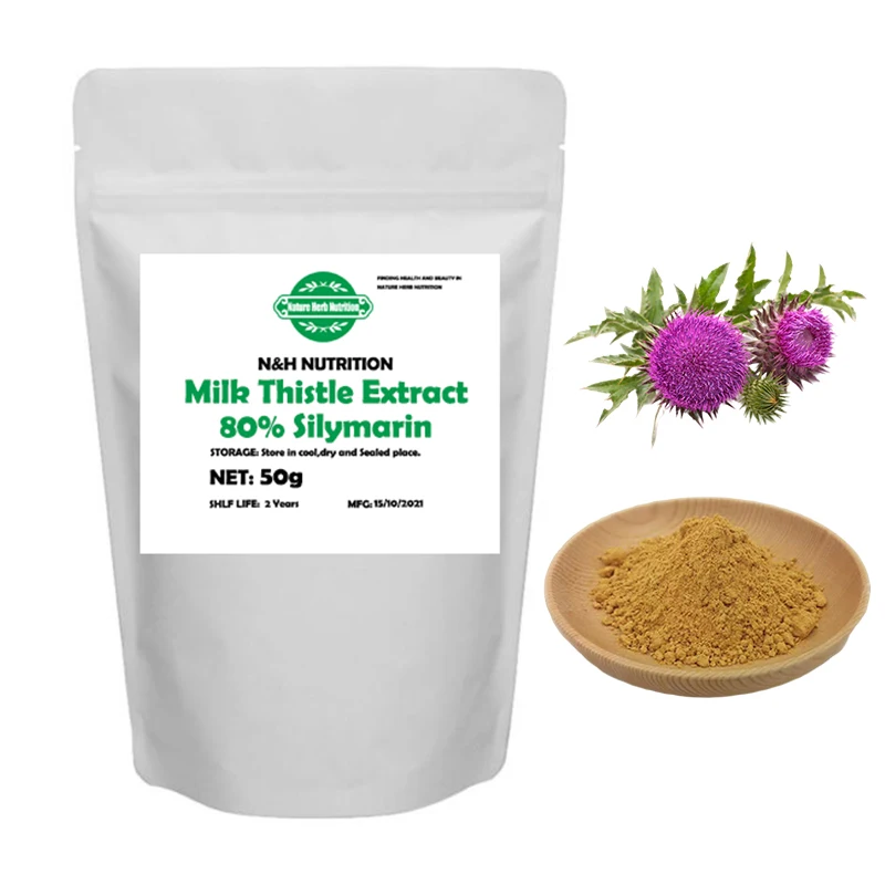 

Pure Nature Organic Milk Thistle Extract Powder Silymarin 80% Lightening Improve Skin Appearance/Evenness UV Repair Raw Material