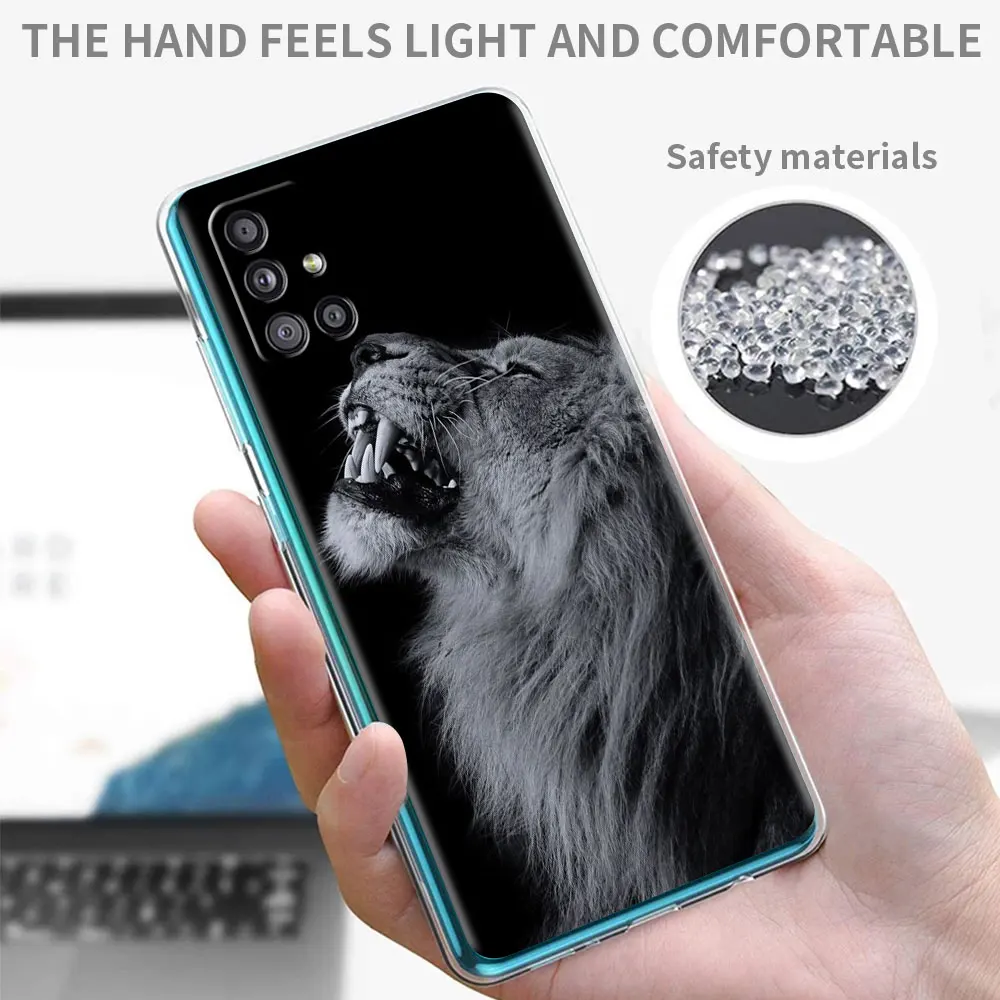 Lion Tiger Animal Transparent Phone Case For Samsung Galaxy A51 A32 A22 A52 A71 A72 5G A21s A12 A02s A11 A31 A41 A13 Cover Coque