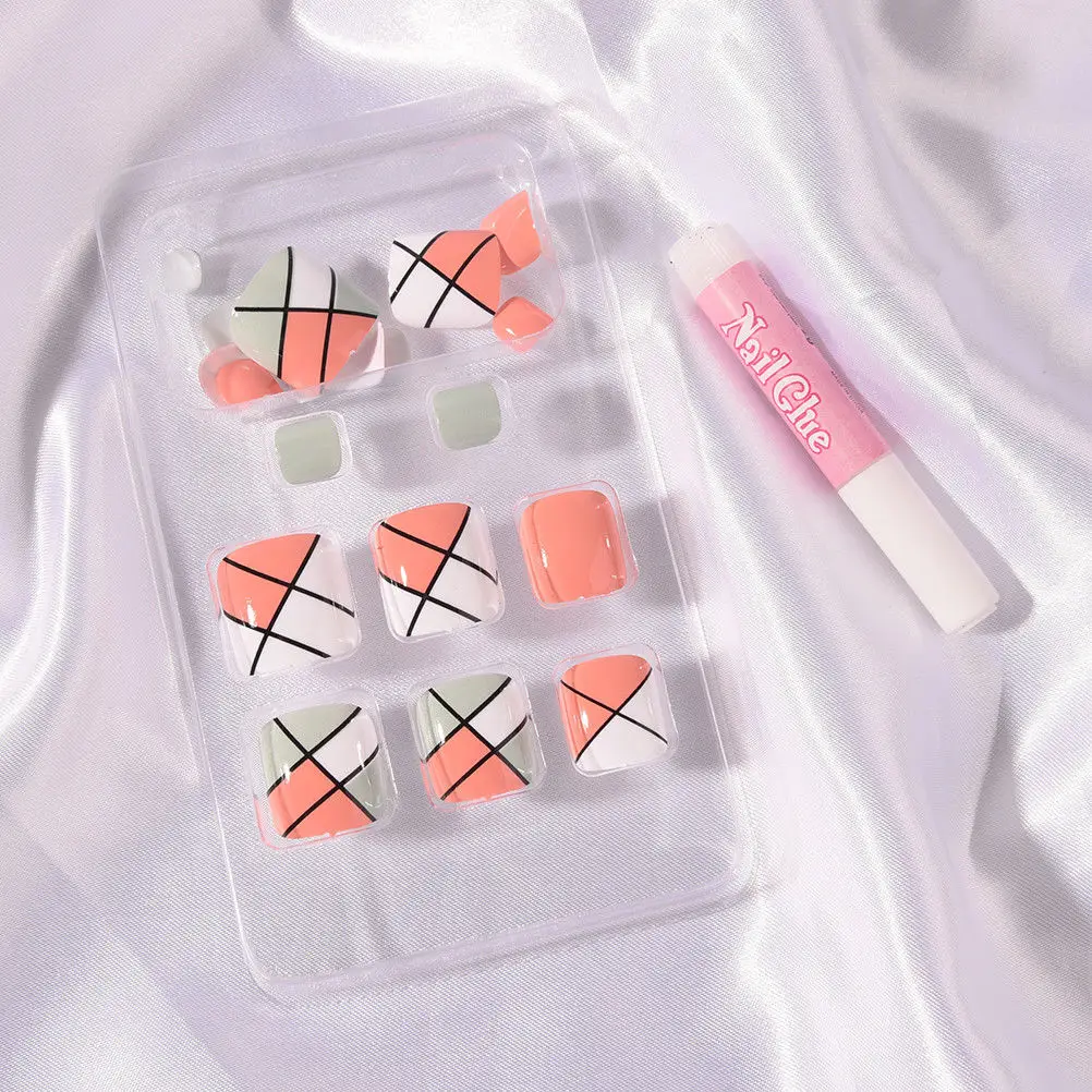 24 шт (включая 2 г клей для ногтей) натуральные акриловые накладные искусственные