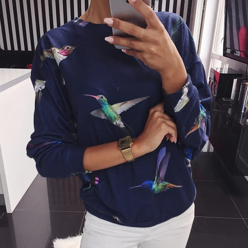 Повседневные осенние Рубашки в стиле Харадзюку Женский свитшот худи с принтом