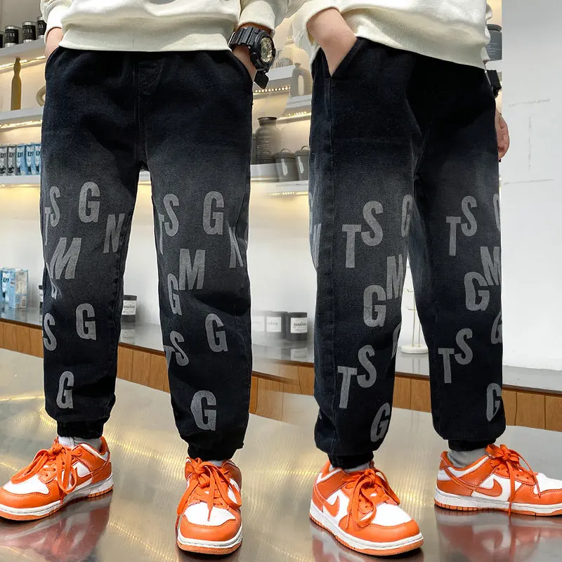 

Boys Jeans Children's Spring Autumn Winter Cotton Letter Printed Pattern Casual Loose Denim Trousers Fashion Jeans Pants Clothes