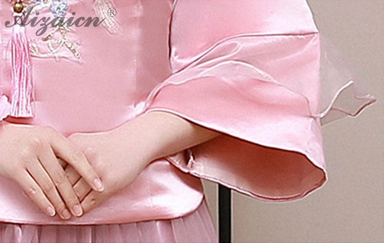 Модная розовая Пряжа юбка длинный Cheongsam Современная Подружка невесты винтажное платье Qi Pao женское традиционное китайское платье Qipao акция