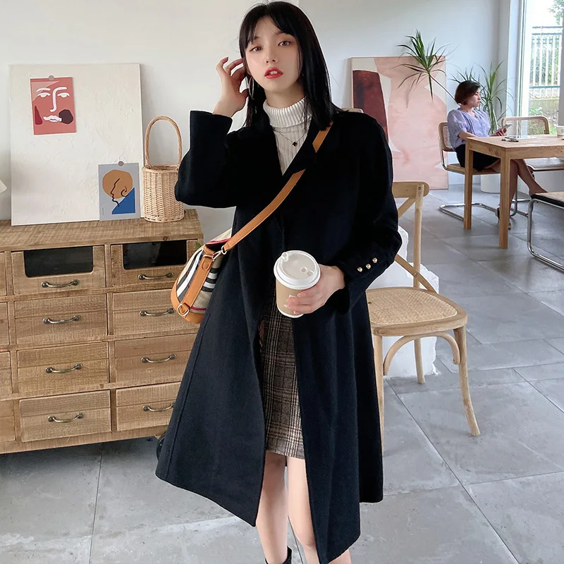 

Women Solid Color Lapel 100% Double-sided Cashmere Trench 2021 Autumn Winter Warm Long Woolen Coats S8721