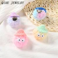 cartoon plush toy with hat brooches furry cute head enamel pins custom badge decoration backpack denim gift for kids jewelry