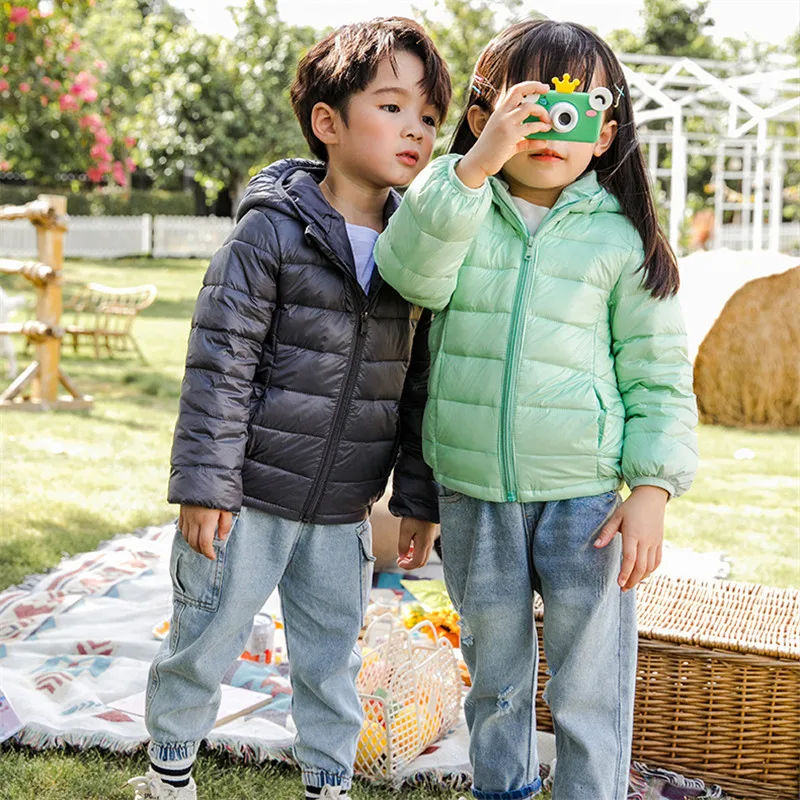 Осенне-зимняя детская куртка Детская тонкая пуховая Мужская и женская хлопковая