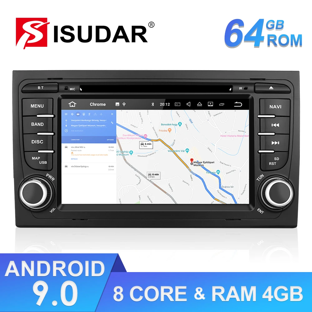 Isudar rom 64 Гб 2 Din Авто Радио Android 9 для Audi/A4/S4 2002-2008 gps Автомобильный мультимедийный Восьмиядерный ram 4 Гб DSP USB камера-видеорегистратор FM
