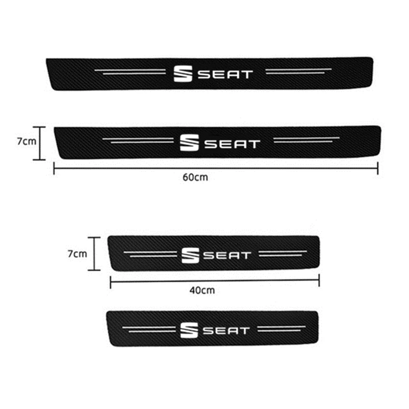 

4 pcs Carbon Fiber Car Door Sill Sticker leather Protective Stickers For Seat leon fr mk2 mk3 lbiza Altea Car Accessories