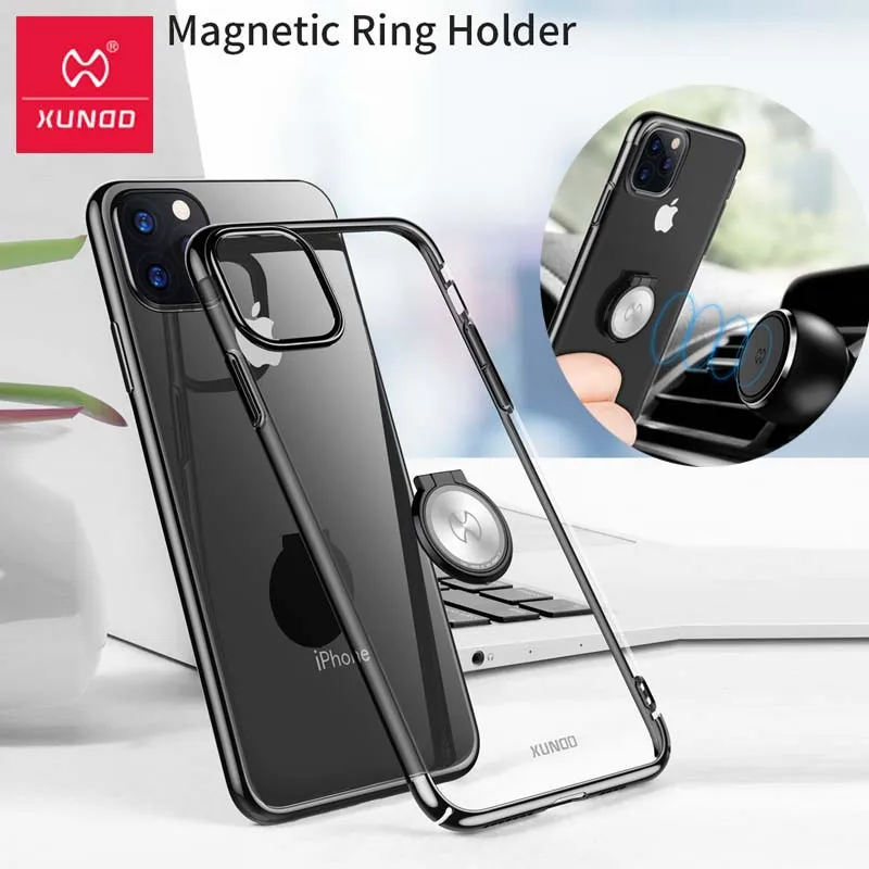 Чехол Xundd для iPhone 11 Pro Max магнитный автомобильный держатель подставка прозрачный