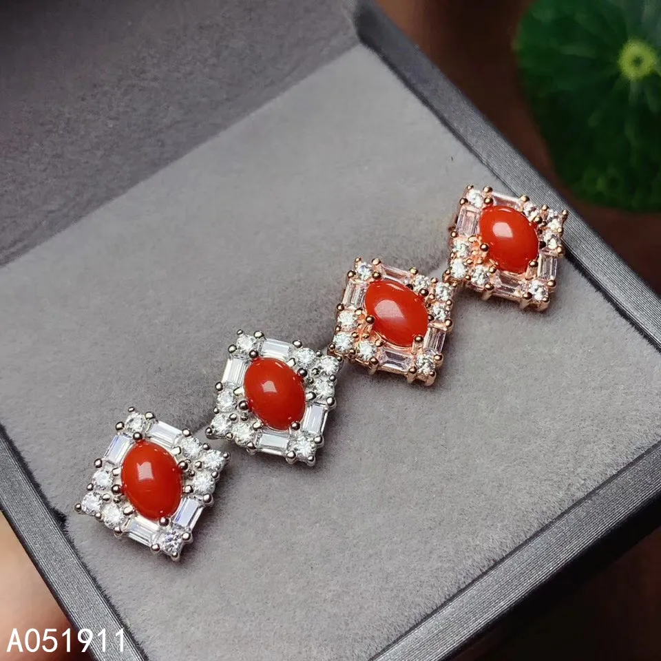KJJEAXCMY fine jewelry natural red coral 925 sterling silver women earrings new Ear Studs support test popular