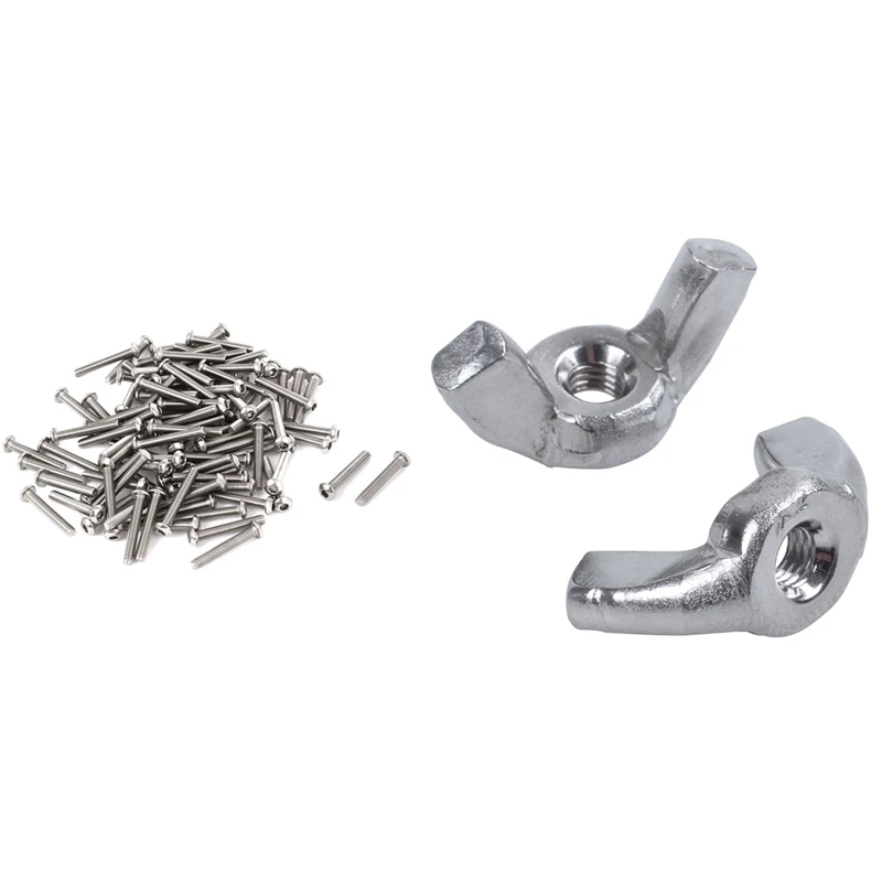 

10 Pcs 3Mm Metal Wingnut Set Hardware Nut Fasteners & 100 Pcs 0.5Mm Pitch M3x20mm Button Head Hex Socket Bolts Screws