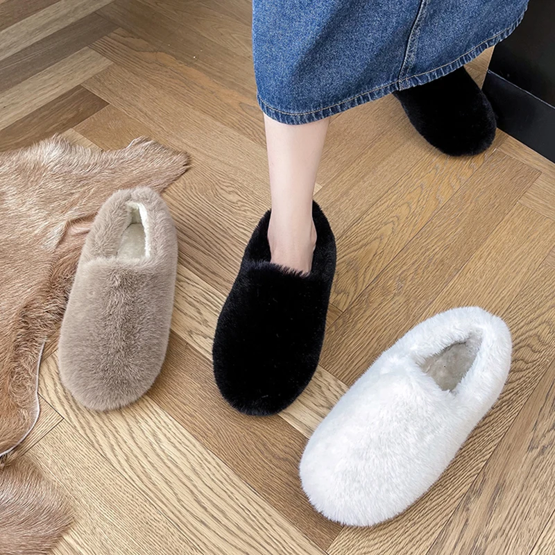 

Women Korean Shoes Female Footwear Loafers Fur Shallow Mouth Soft Autumn Round Toe Slip-on Casual Sneaker 2021 Dress Boat Moccas