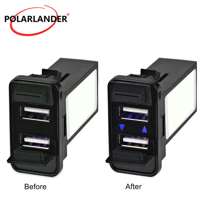 Автомобильное зарядное устройство с двумя usb портами для Nissan/Toyota/Honda/Mitsubishi/Mazda 5V