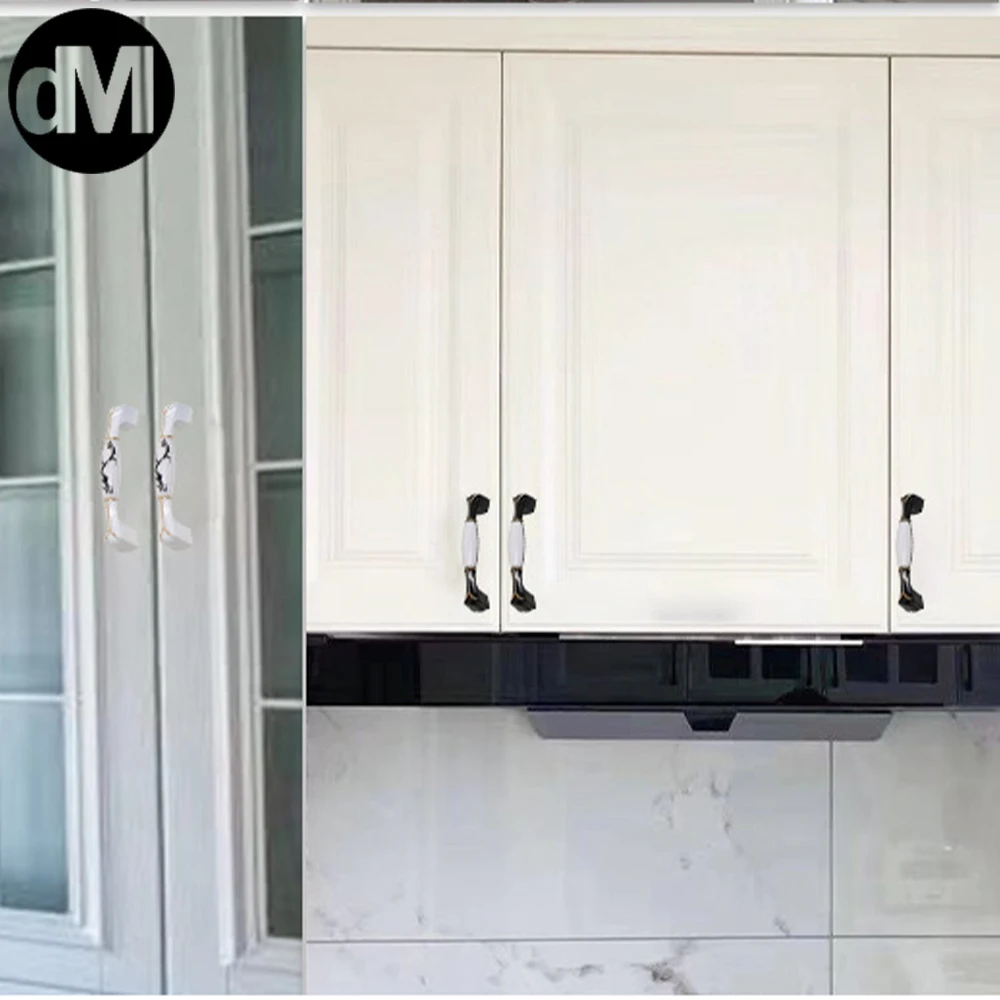 

DM 10pcs/Set Cabinet Pulls Door Handle Cupboard Knobs Wardrobe Pulls Drawer Furniture Fitting Hardware Kits Imitation Ceramic