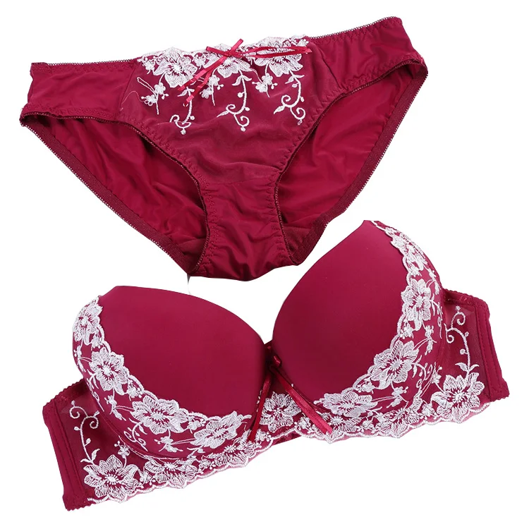 red underwear set DKERT BCD Cup Big Size New Good Quality Women Bra Set Push Up Lace Bra Brief Sets Sexy Brassiere Embroidered Underwear Set k5566 cotton bra and panty sets