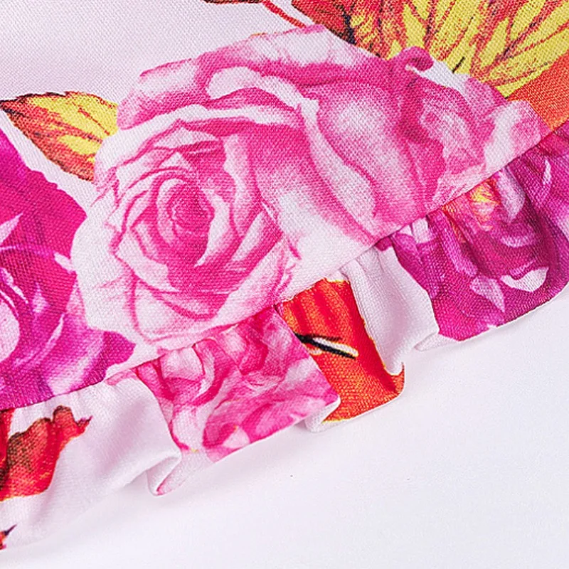 

Floral Vintage Dress Women's Summer Sundresses Female Clothing Irregular Hem Long Sleeve Dress Elegant Party Evening Dresses