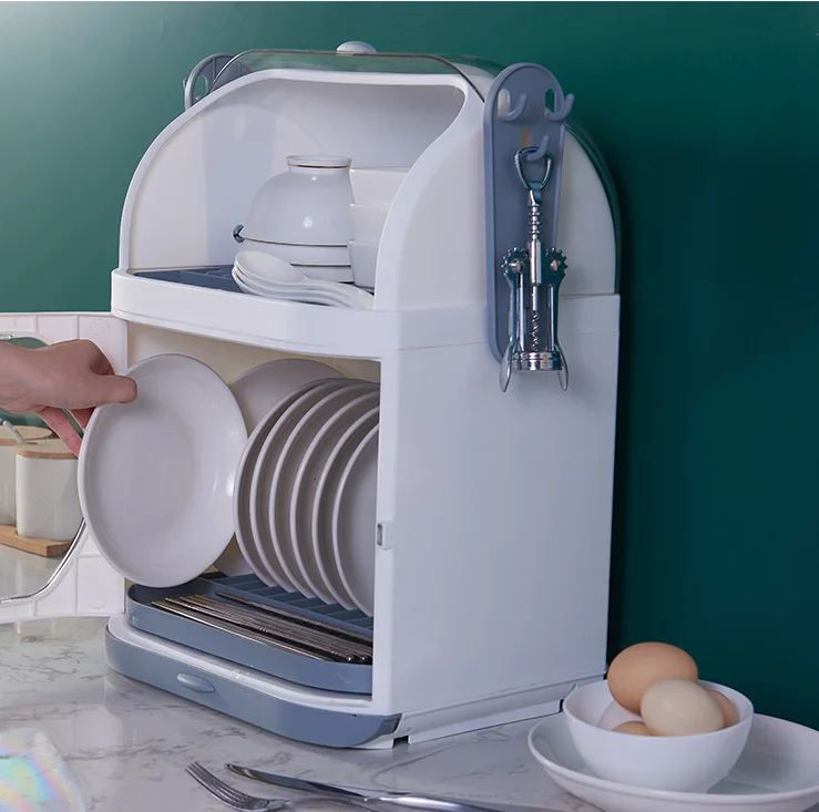 

Kitchen Multifunctional Storage Box Large Capacity Tableware Drain Rack With Cover Tableware Drain Rack With Cover Organization