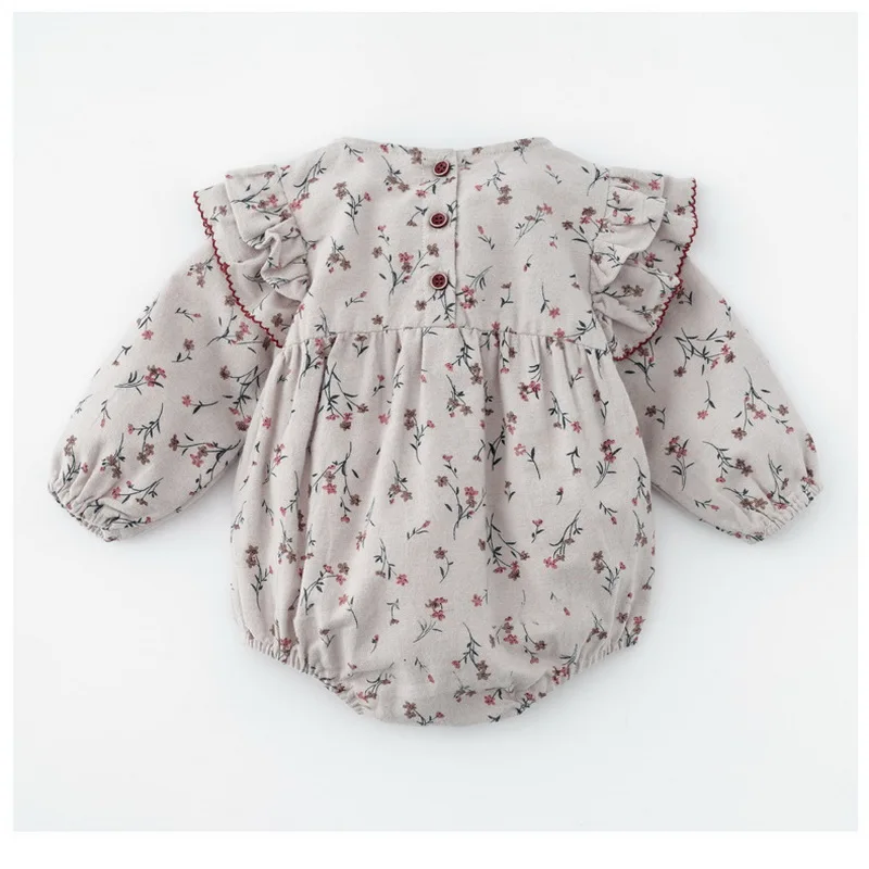 

2021 New Baby Romper Girl Floral round collar cotton Long Sleeve Romper Newborn Baby Clothes 0-2Y E100110