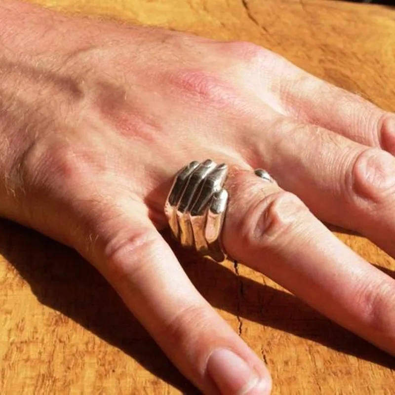 

Punk Gothic Biker Hand Rings for Women Men Vintage Gold Silver Color Adjustable Open Rings Creative Couple Jewelry Gift 55445